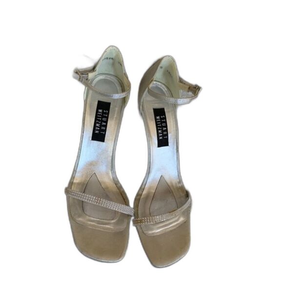 Stuart Weizmann Silver Crystal Strappy High Heeled Sandals Size 9.5AA - Picture 3 of 9